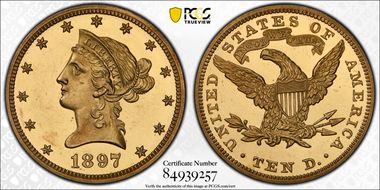 1897 $10 PR62DCAM