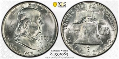 1953 50C Obv Die Clash FS-402 MS63FBL