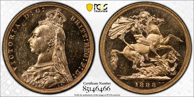 1888-M Sov S-3867B 2nd Obverse Angled J MS62