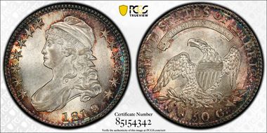 1819/8 50C O-103a, Large 9 MS62