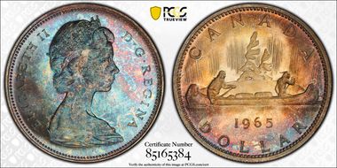 1965 S$1 Type 3 Lg Beads, Bl 5 MS66+