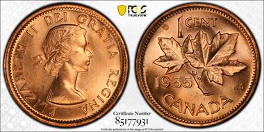 1955 1C Strap MS65RD