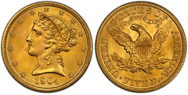 1904 $5 MS66+