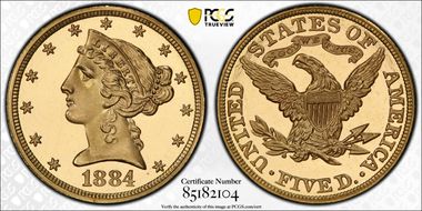 1884 $5 PR64+ DCAM