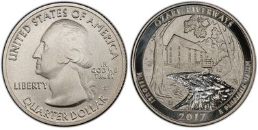 2017-S 25C Ozark Riverways NP Enhanced Unc Set First Strike SP70