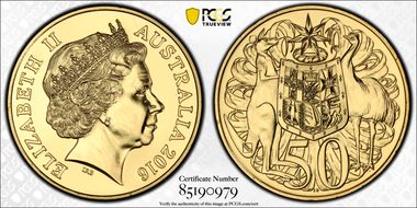 2016 50C WMF Privy - Gold Plated MS69