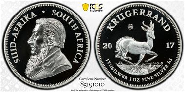 2017 1 Rand 50th Anniv. Krugerrand Silver PR69DCAM