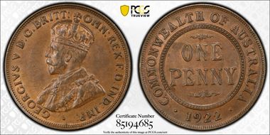 1922 (p) 1D Indian Obverse MS63BN