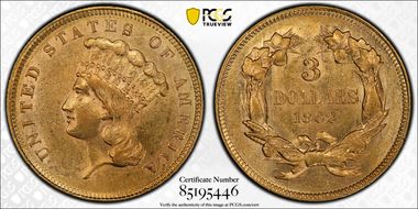 1862 $3 MS61