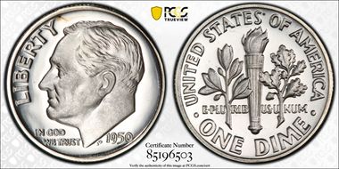 1950 10C PR67+ DCAM