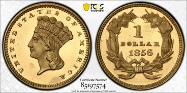 1856 G$1 Slanted 5 PR65DCAM