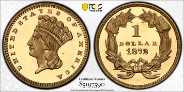 1872 G$1 PR67DCAM