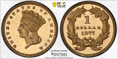 1875 G$1 PR65DCAM