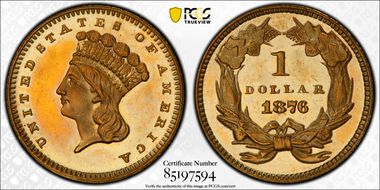 1876 G$1 PR66CAM