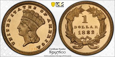 1882 G$1 PR66+ DCAM
