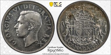 1951 50C Wide Date AU55