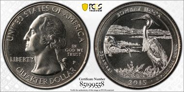 2015-P 25C Bombay Hook NP MS68