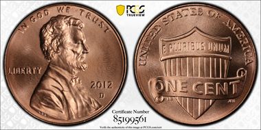 2012-D 1C Shield MS68RD