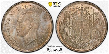 1943 50C Narrow Date MS65