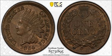 1864 1C Bronze MS63BN
