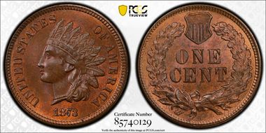 1873 1C Open 3 MS65BN