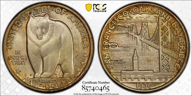 1936-S 50C Bay Bridge MS67+