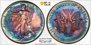 1987 $1 Silver Eagle MS68