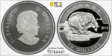 2013 $10 Polar Bear Matte PR69DCAM