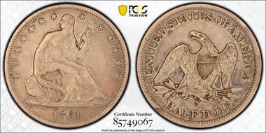 1861-S 50C WB-4 Large Recut S XF45