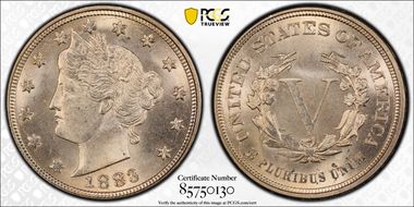 1883 5C No CENTS MS66