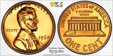 1960 1C Large/Small Date PR67RD