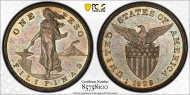 1909-S Peso KM-172  Ag MS62