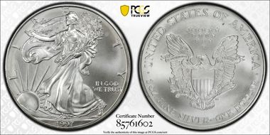 1997 $1 Silver Eagle MS66