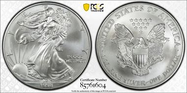 1998 $1 Silver Eagle MS69