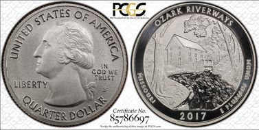 2017-S 25C Ozark Riverways NP Enhanced Unc Set SP70