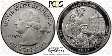 2017-S 25C Ellis Island NP Enhanced Unc Set SP70