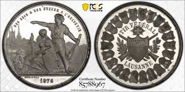 1876 Medal Lausanne R-1562 Var White Metal SP65