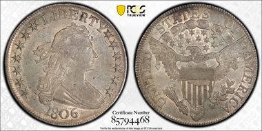 1806 50C Pointed 6, Stem AU53