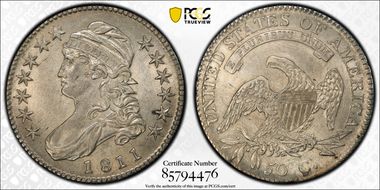 1811 50C Small 8 AU58