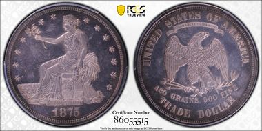 1875 T$1 PR63CAM