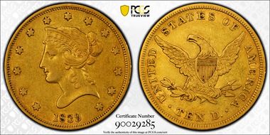 1839/8 $10 Type of 1838 XF45