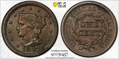 1847/47 1C N-2 MS63BN