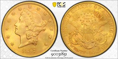 1897 $20 AU58
