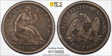 1846-O 50C WB-27 Tall Date VF35