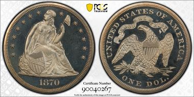 1870 $1 PR65DCAM