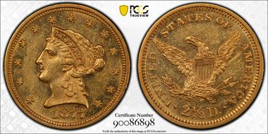 1877 $2.50 AU58