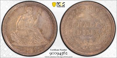 1837 H10C Seated, Large Date MS62