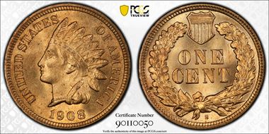 1908-S 1C MS65RD