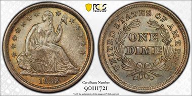 1838 10C Partial Drapery MS67