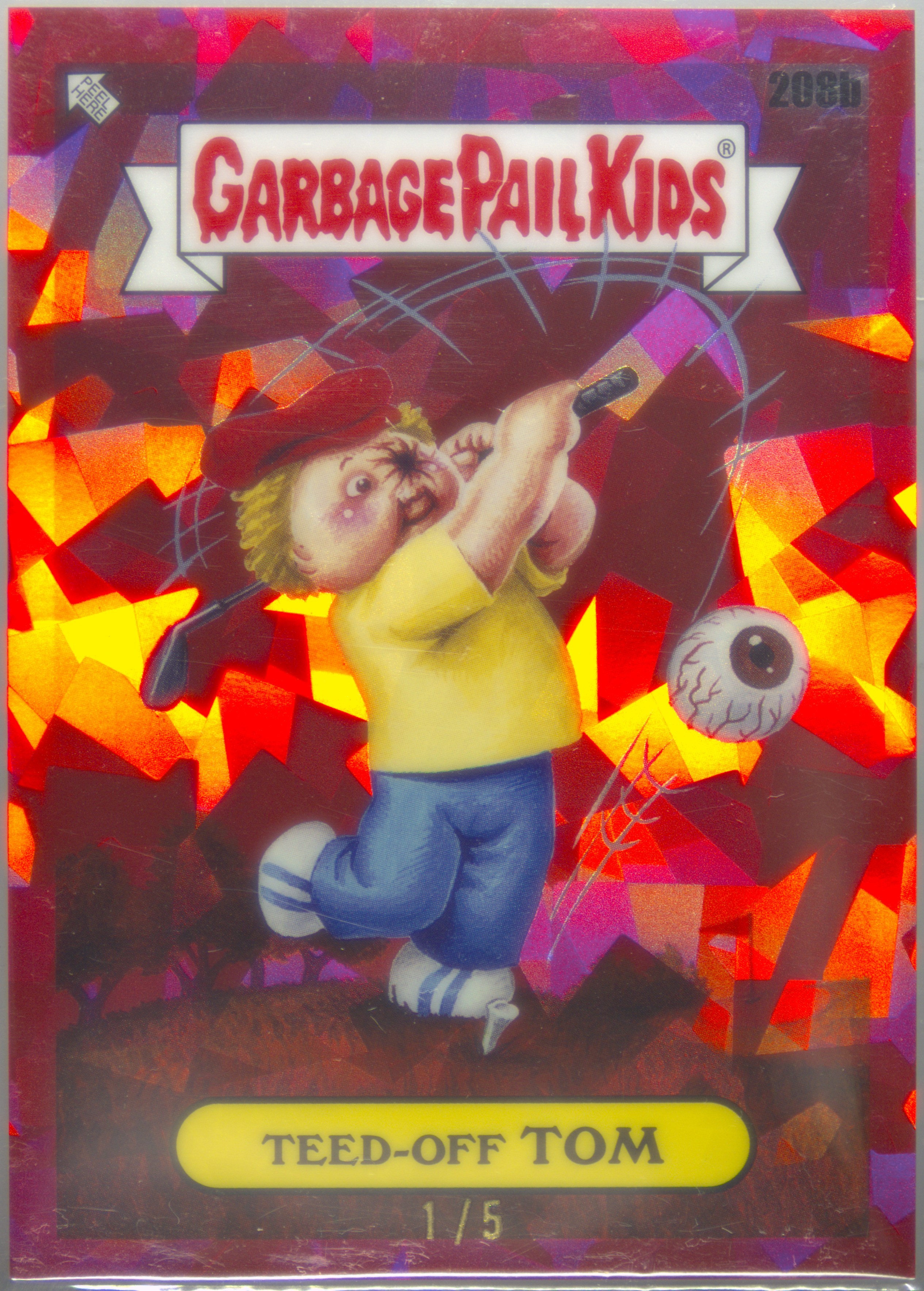 2023 Topps Garbage Pail Kids Sapphire Edition Red #208b Teed-Off Tom front